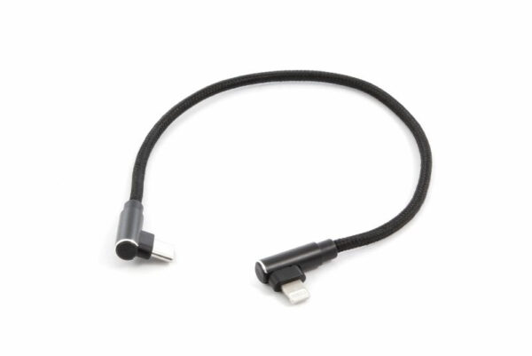 Töltőkábel USB-C - Lightning (Apple) átalakító, 90 fokos, 25 cm, fekete - Image 1